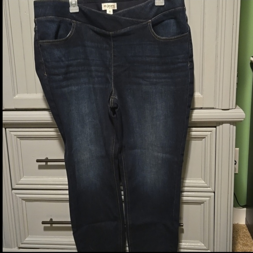 Maurices M. Jeans Plus Crossover High Rise Pull On Skinny Short Women's Jeans